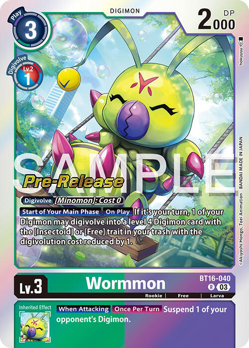 Wormmon - Beginning Observer Pre-Release Cards (BT16_PR)