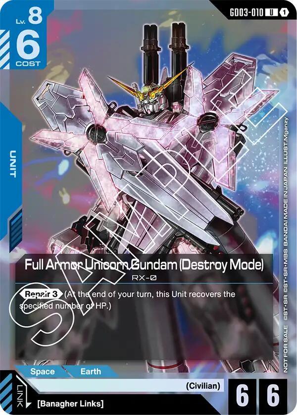 Full Armor Unicorn Gundam (Destroy Mode) (Store Tournament Participant Pack 03) - Gundam Promotional Cards (GCG-PR)